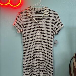 Volcom Cream romper with Black and Burgundy Stripes